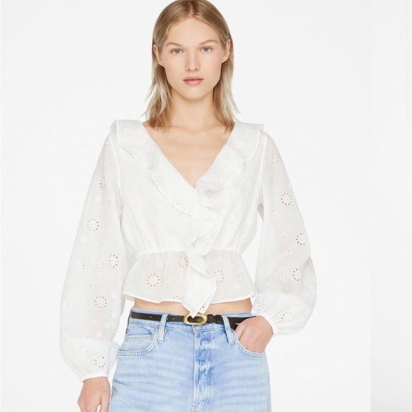 Frame Denim | Tops | Nwt Frame Ruffle Eyelet Top | Poshmark
